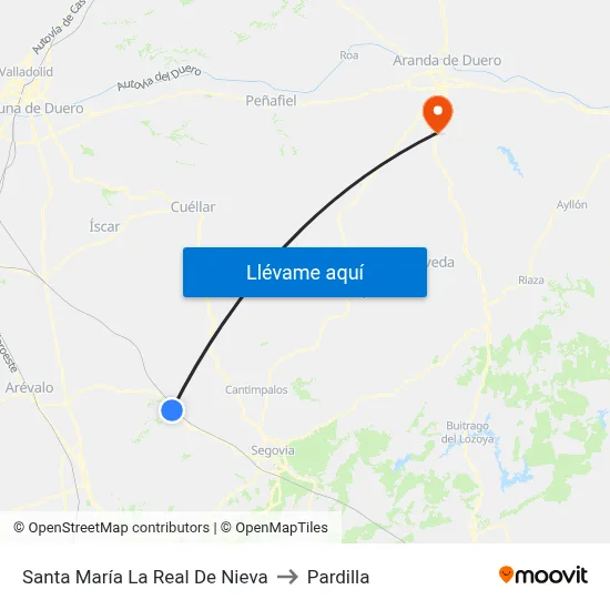 Santa María La Real De Nieva to Pardilla map