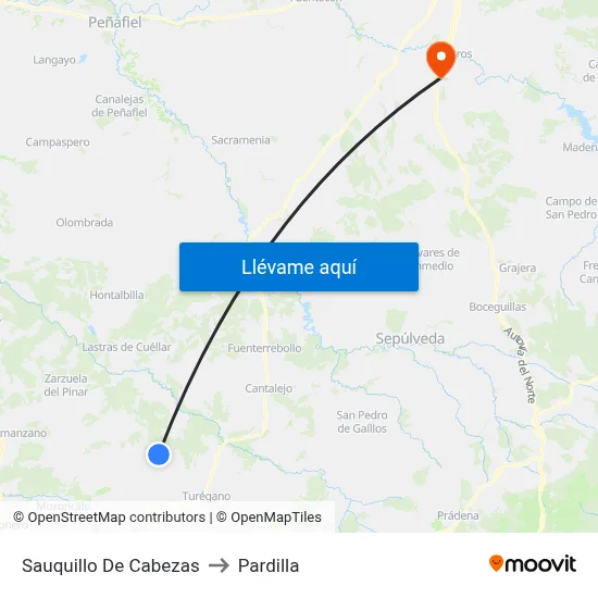 Sauquillo De Cabezas to Pardilla map