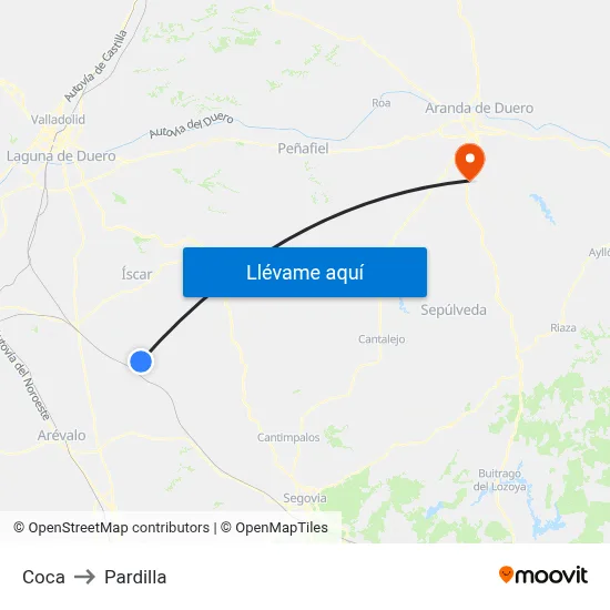 Coca to Pardilla map