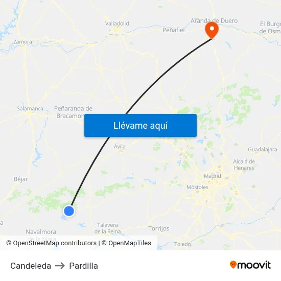 Candeleda to Pardilla map