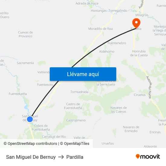 San Miguel De Bernuy to Pardilla map