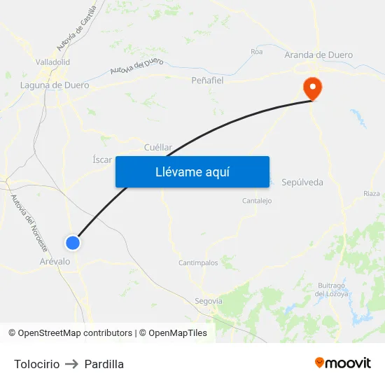 Tolocirio to Pardilla map