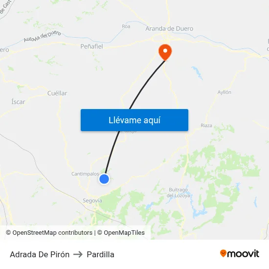 Adrada De Pirón to Pardilla map