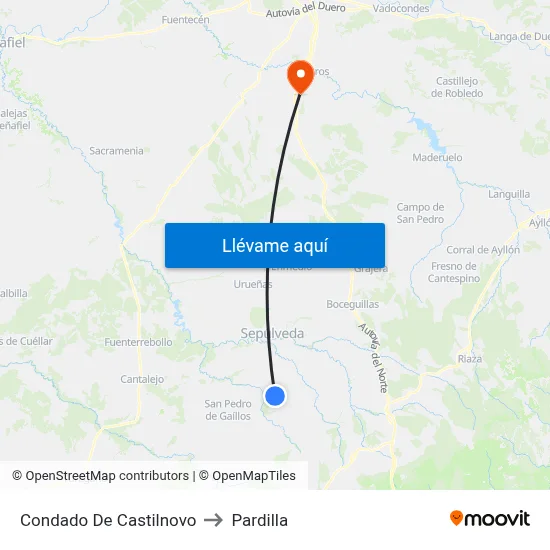 Condado De Castilnovo to Pardilla map