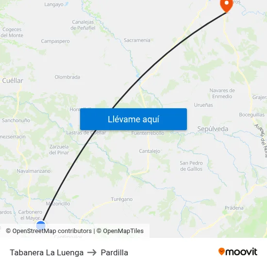 Tabanera La Luenga to Pardilla map