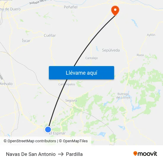 Navas De San Antonio to Pardilla map