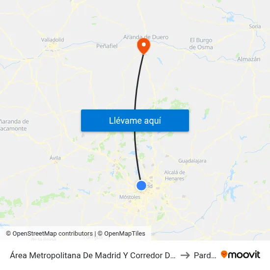 Área Metropolitana De Madrid Y Corredor Del Henares to Pardilla map