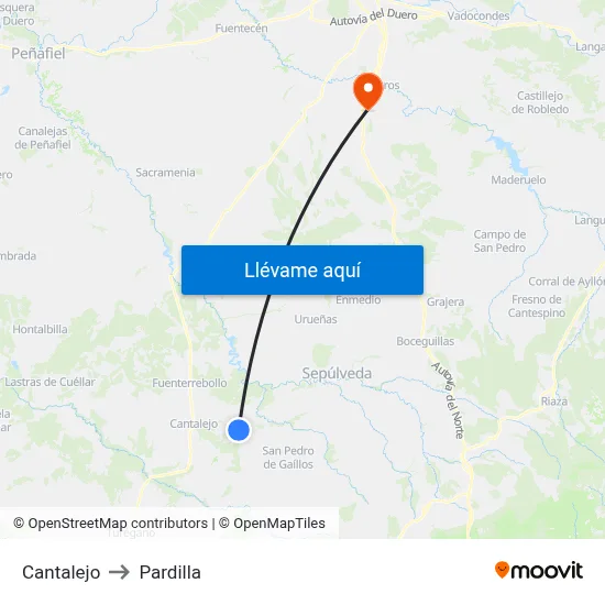 Cantalejo to Pardilla map