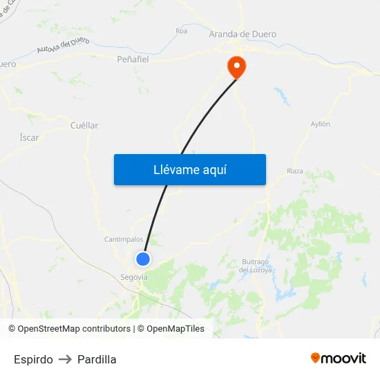 Espirdo to Pardilla map
