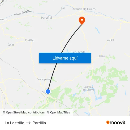 La Lastrilla to Pardilla map