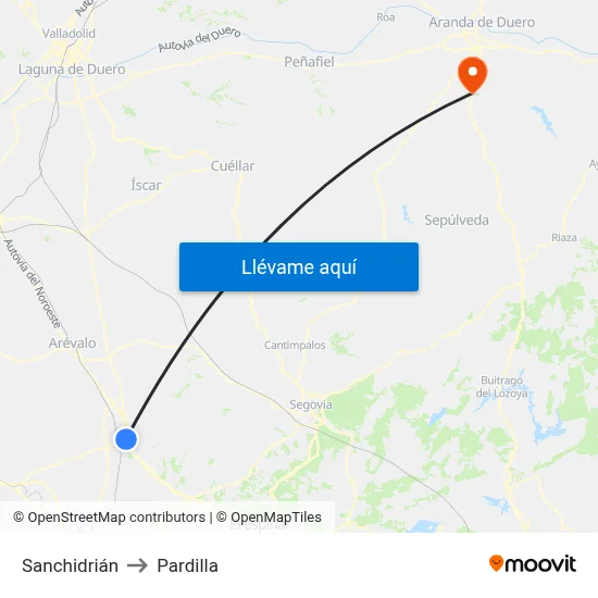 Sanchidrián to Pardilla map