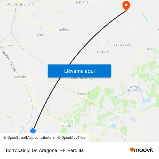 Berrocalejo De Aragona to Pardilla map