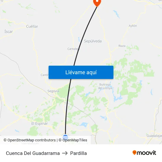 Cuenca Del Guadarrama to Pardilla map