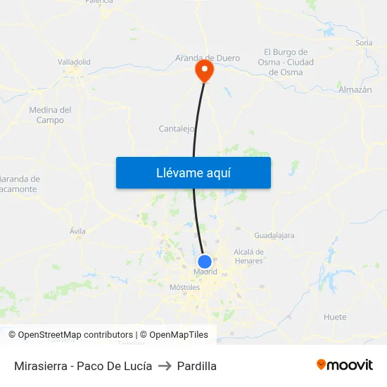 Mirasierra - Paco De Lucía to Pardilla map