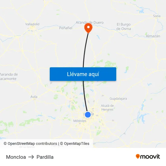 Moncloa to Pardilla map