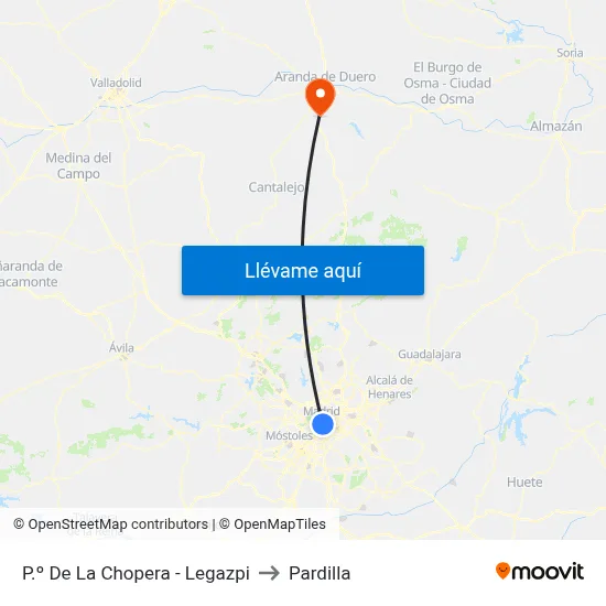 P.º De La Chopera - Legazpi to Pardilla map
