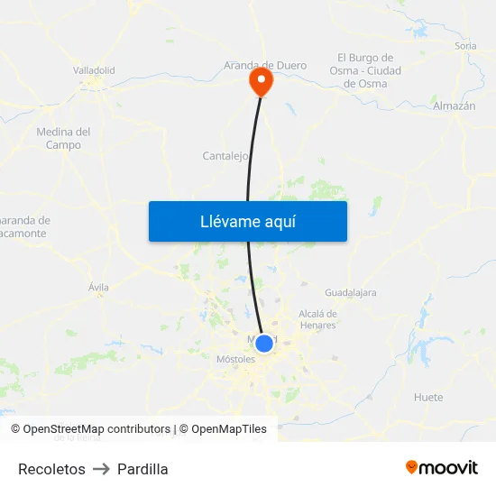 Recoletos to Pardilla map