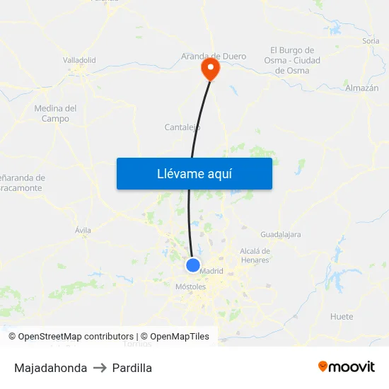 Majadahonda to Pardilla map