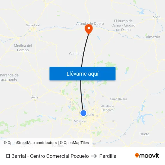 El Barrial - Centro Comercial Pozuelo to Pardilla map