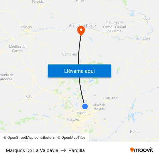 Marqués De La Valdavia to Pardilla map