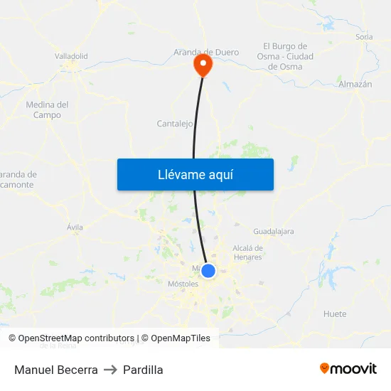 Manuel Becerra to Pardilla map