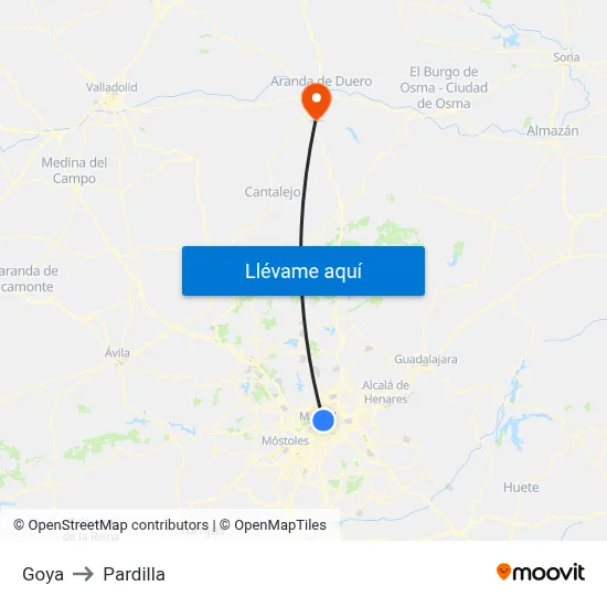 Goya to Pardilla map