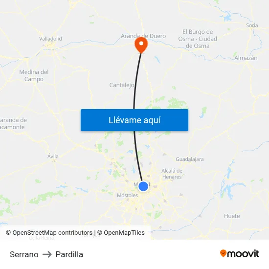 Serrano to Pardilla map