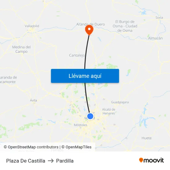 Plaza De Castilla to Pardilla map