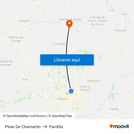 Pinar De Chamartín to Pardilla map