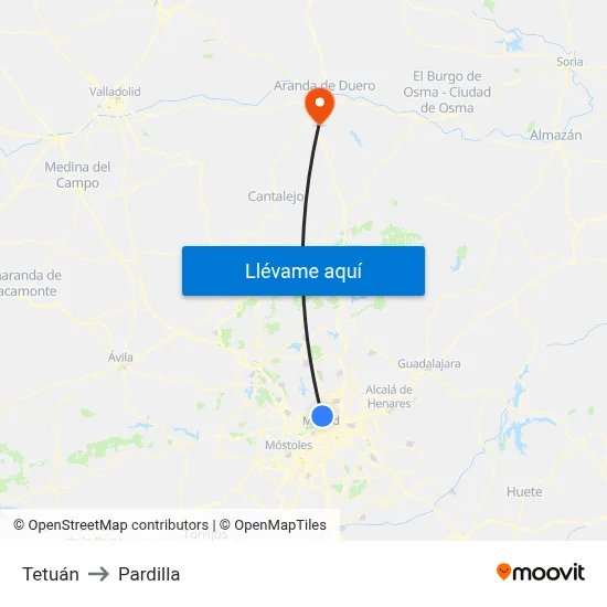 Tetuán to Pardilla map