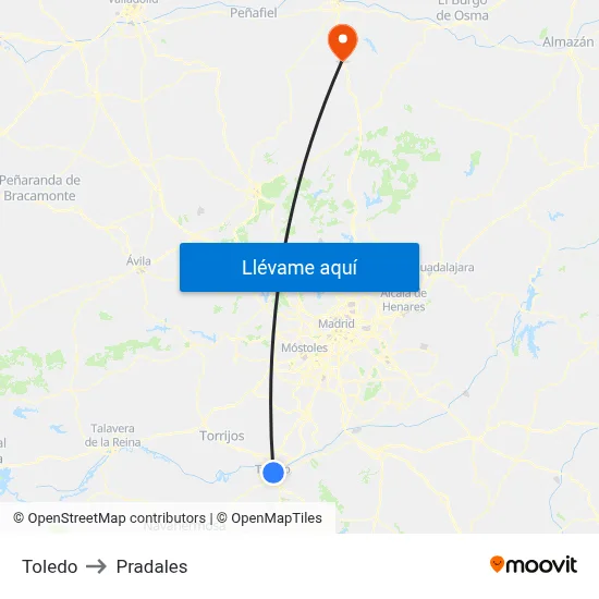 Toledo to Pradales map