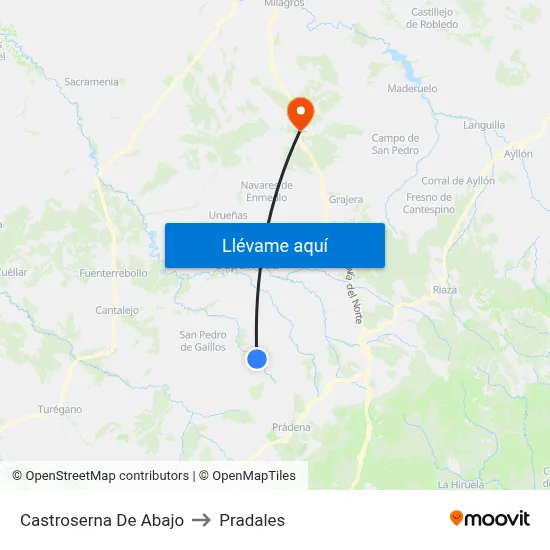 Castroserna De Abajo to Pradales map