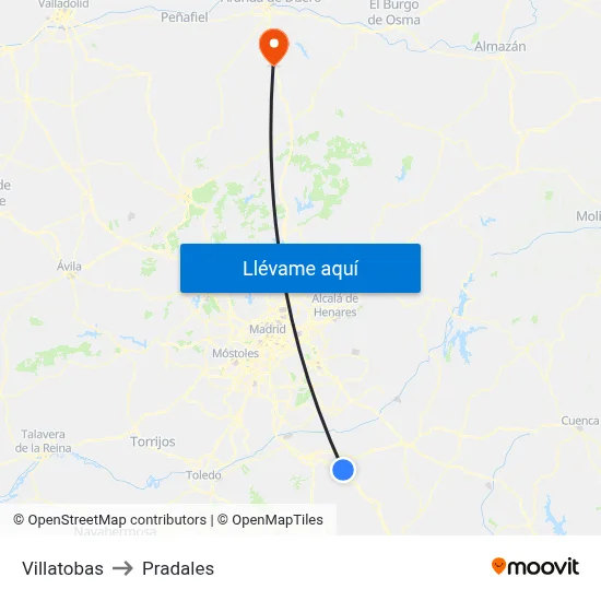 Villatobas to Pradales map