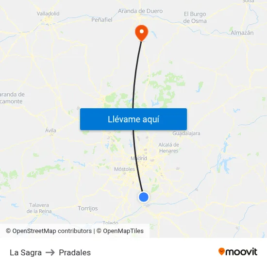 La Sagra to Pradales map