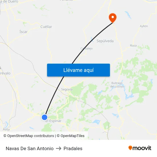 Navas De San Antonio to Pradales map