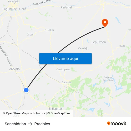 Sanchidrián to Pradales map