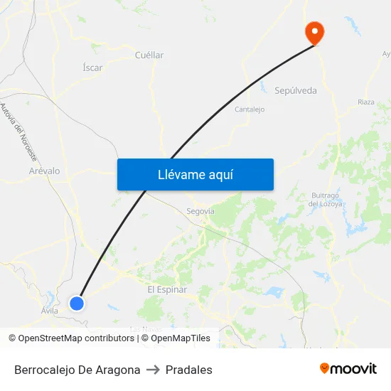 Berrocalejo De Aragona to Pradales map