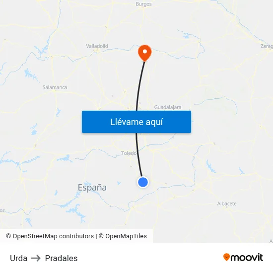 Urda to Pradales map