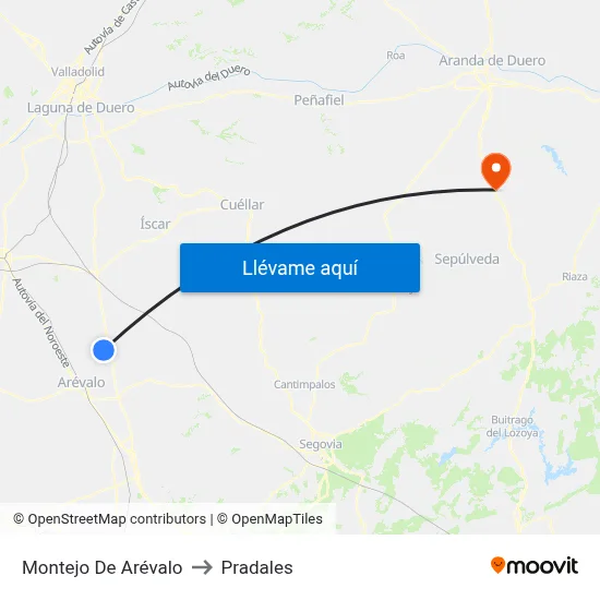 Montejo De Arévalo to Pradales map