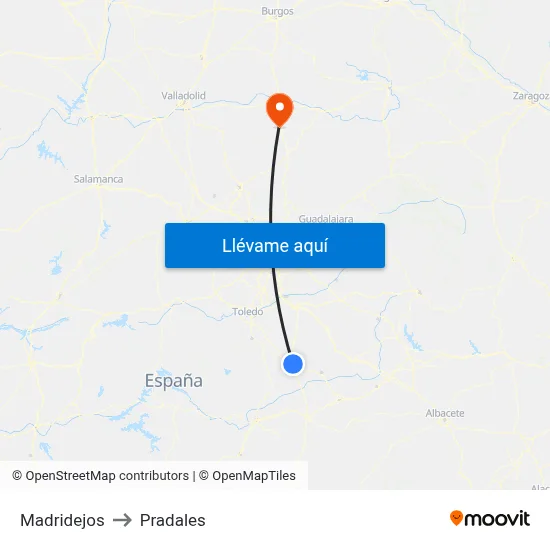 Madridejos to Pradales map