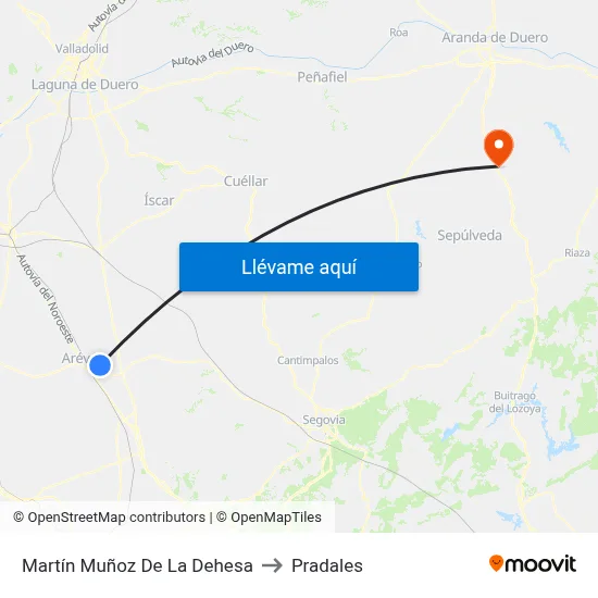 Martín Muñoz De La Dehesa to Pradales map