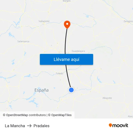 La Mancha to Pradales map