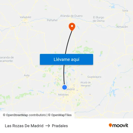 Las Rozas De Madrid to Pradales map
