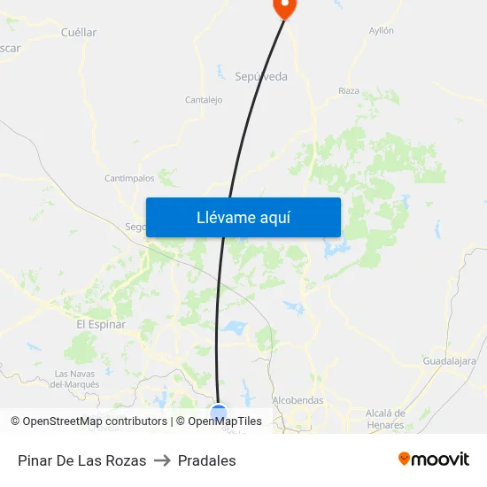 Pinar De Las Rozas to Pradales map