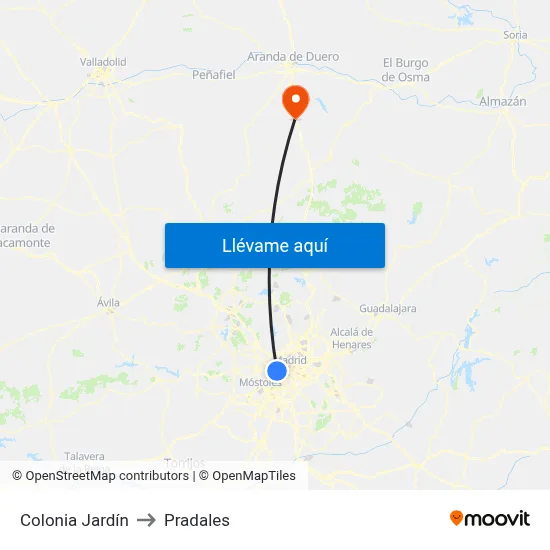 Colonia Jardín to Pradales map