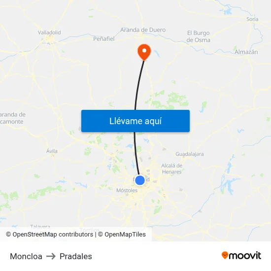 Moncloa to Pradales map