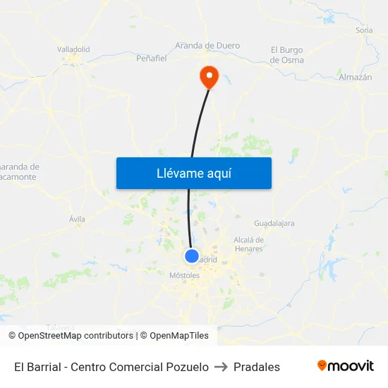 El Barrial - Centro Comercial Pozuelo to Pradales map