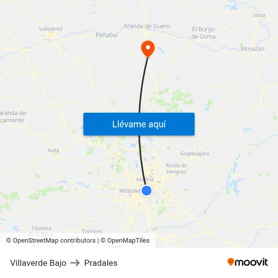Villaverde Bajo to Pradales map