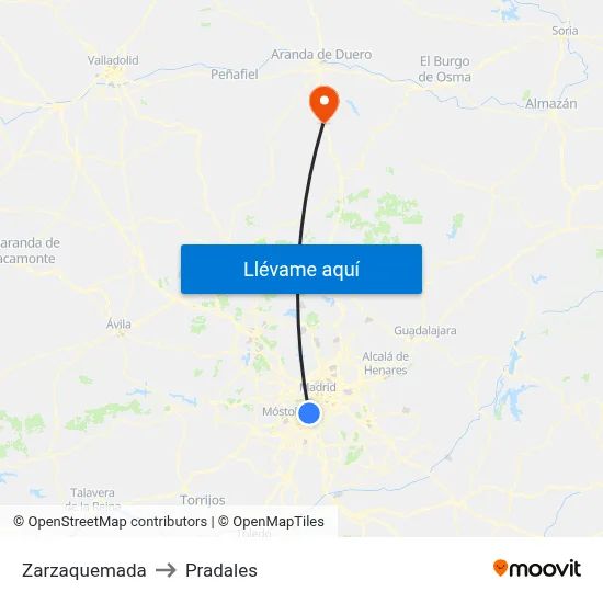 Zarzaquemada to Pradales map