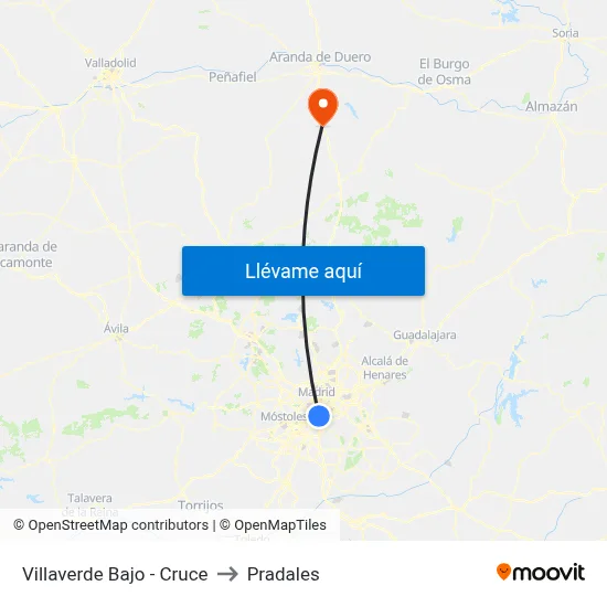 Villaverde Bajo - Cruce to Pradales map
